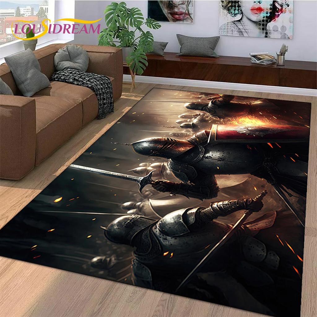 Tappeto Cartoon Cavaliere Templare Crociato per Decorazione Soggiorno Camera da Letto, Decorazione Antiscivolo per Divano Zerbino Regalo Bambino