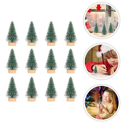 12 Pcs Fake Cedar Tree Mini Xmas Decor Desktop Pine Ornament Home Mini Tree Craft Centerpiece for