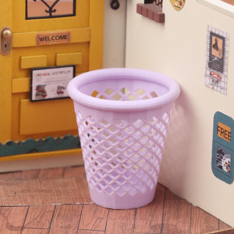Mini 1/12 Hollowed-out Trash Can Model Dollhouse Living Furniture Decoration Dolls House Micro Scene Ornament