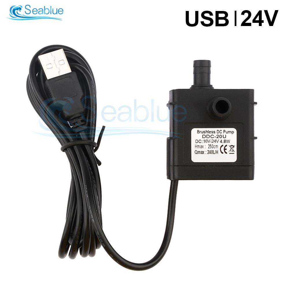 DC5-24V 240L/h USB Micro Water Pump Silent Brushless Motor Fish Tank Aquascape Artificial Fountain Hydroponic Vegetable Planting