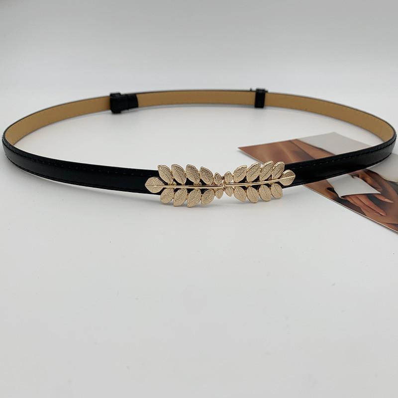 Elegant Women's Adjustable Black Fashionable Belt For Dresses And Sweaters With Pu Buckle