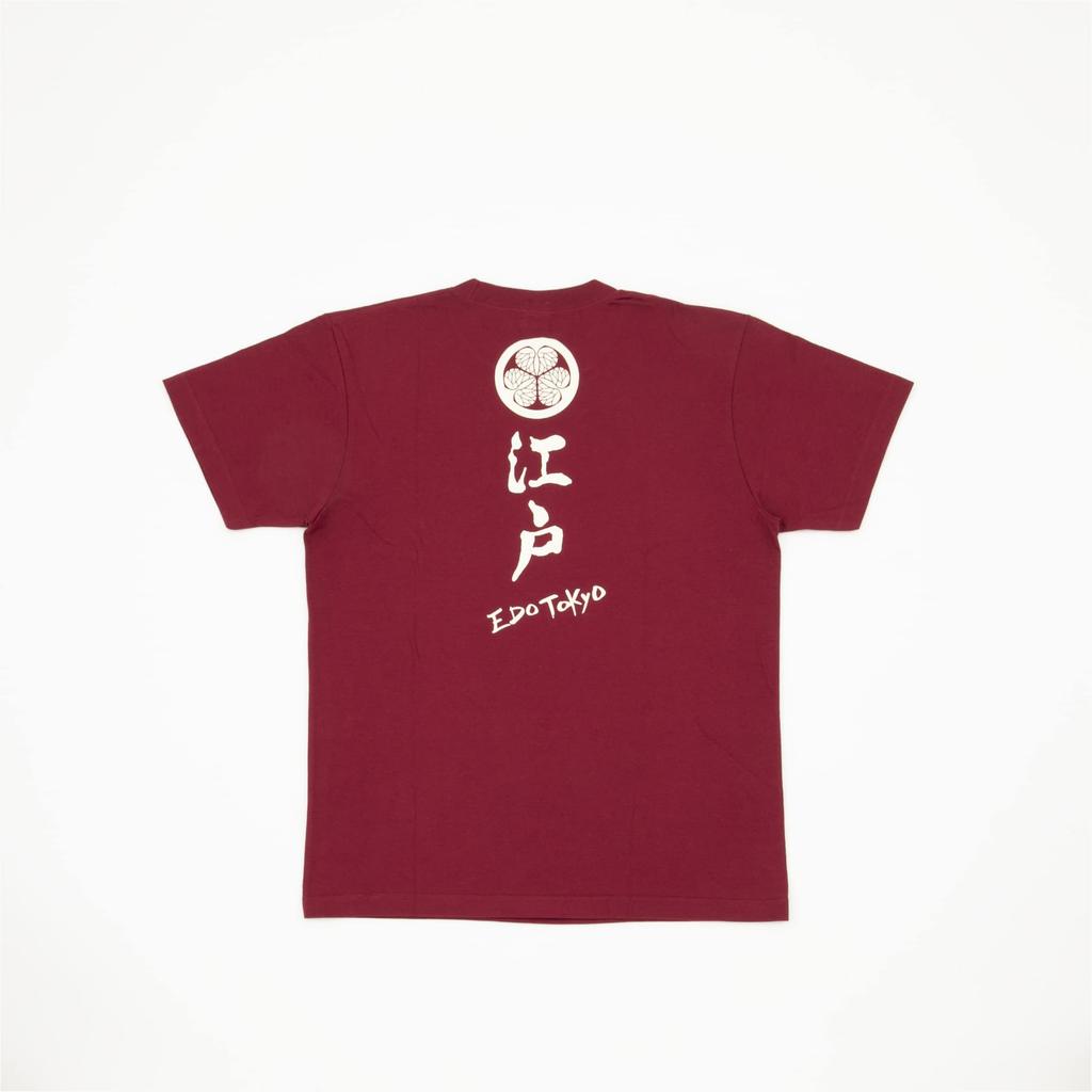 [No Ren] Short-Sleeved T-Shirt, Size M (Family Crest - Edo Period/Dark Red) Short-Sleeved T-Shirt for Men, Women, and Kids / [Fabric Made In Vietnam]