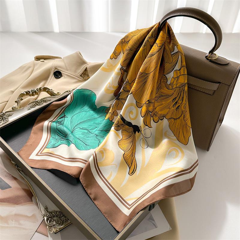 

Роскошный бренд Винтажный квадратный шелковый платок 70*70см Бандана Женский хиджаб Женская повязка для волос Ободок Шейный платок Фуляр Шарфы Шали 70X70cm