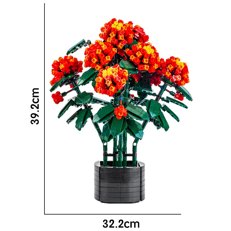 

Строительные блоки, биомиметические цветы, конские кисти, комнатные растения, украшения для спальни для улучшения концентрации коралл красный