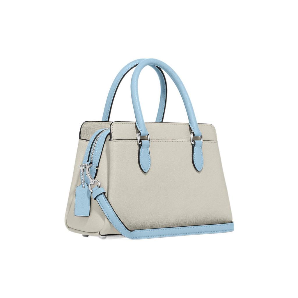 New COACH Cross Grain Leather Dome Bag Handbag Medium Size Women's Gray & Blue CH173-SVR6V