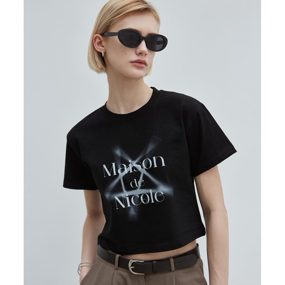

NICKNICOLE NICOLE MAISON STAR SILKET CROP TOPBLACK