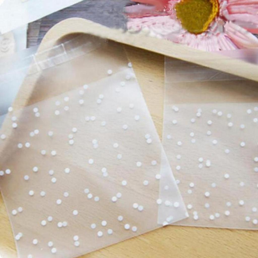 100Pcs Christmas Gifts Clear Dot Candy Cookie Bags Wedding Birthday Party Craft Self Adhesive Plastic Biscuit Packaging Gift Bag