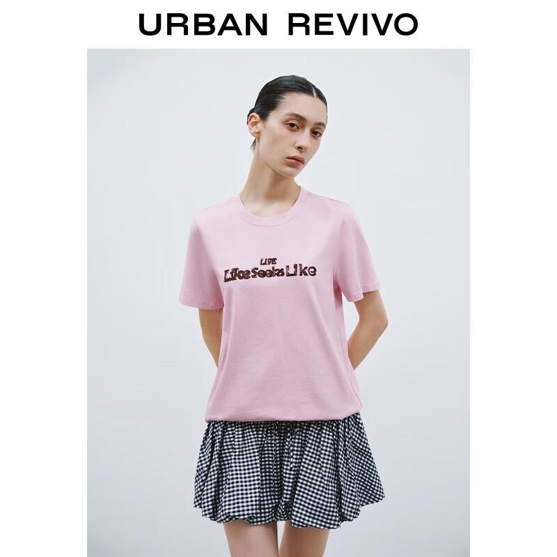 UR2025 Women s Color Block Letter Cotton T-Shirt S