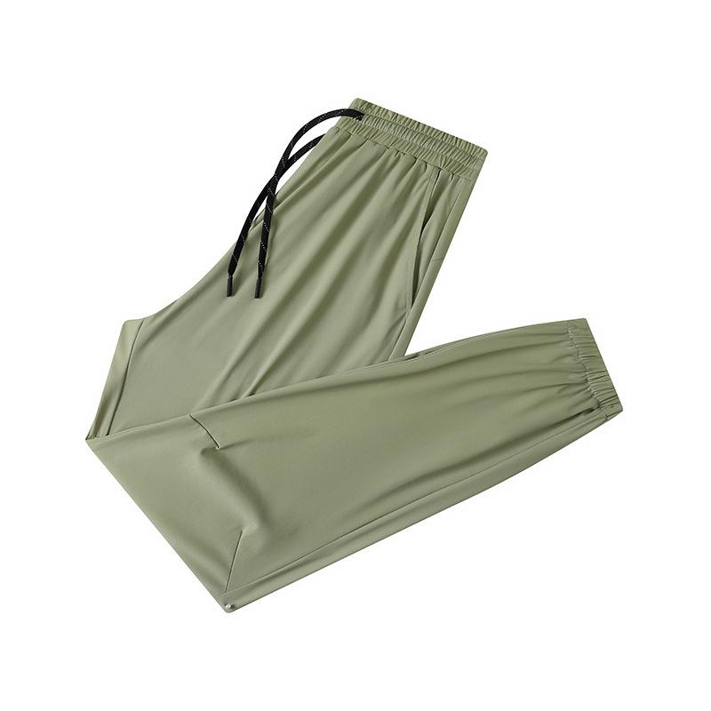 

2025 Летние тонкие мужские брюки Ice Silk, новые, быстросохнущие, повседневные, классные, с обтягивающими штанинами, модные однотонные брюки Nine Point 3XL