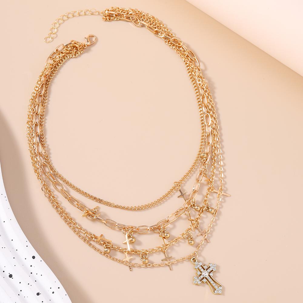 Fashion Gothic Cross Pendants Choker Necklaces for Women Multilayer Chains Necklace Punk Jewelry Gifts