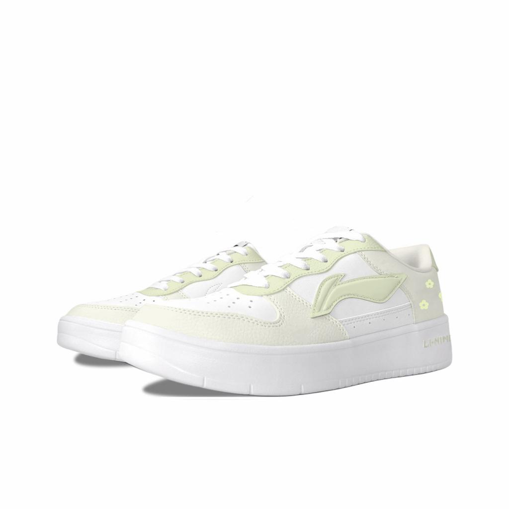 Li Ning Floating Boat Lime Milk Puff, Moon's Beginning Synthetic Leather Low top Skateboard Shoes Unisex AGCS420-6(Team2095-)