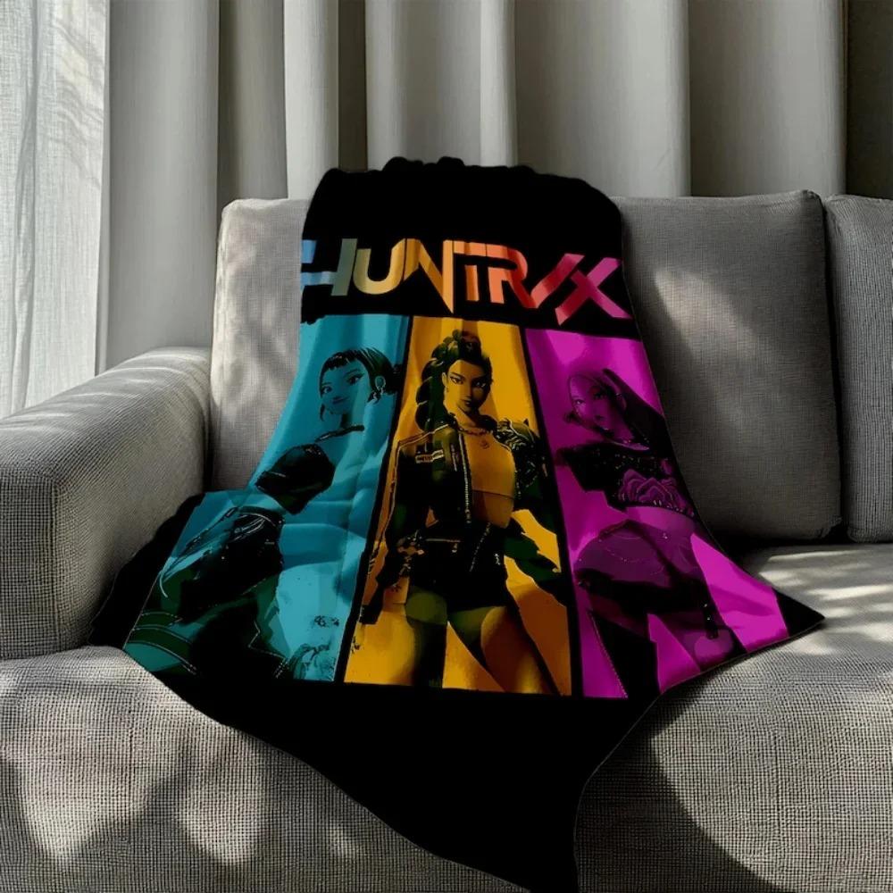 Cartoon K Pop Demon Hunters Theme Flannel Blanket for Kids Gifts Cozy Soft Warm Anime Blankets for Sofa Bed Couch Home Decor