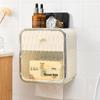 Bear Wall-mounted Double Multi-function Paper Towel Box Home Bathroom Dust Free Punching Paper Drawer Rubbish Bag Storage Box
