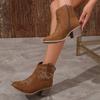 Large size flat bottom embroidered side zipper western cowboy boots 2025 new thick heel suede pointed fashion boots
