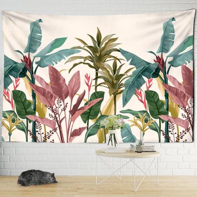 Väggbonad med palmblad Naturliga tropiska växter Bohemisk hippieestetik Rum Heminredning
