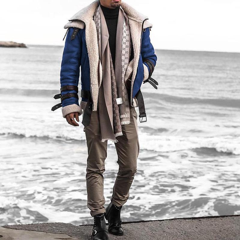 

Пальто свободного покроя с застежкой-молнией из искусственного меха на лацканах, мужская куртка свободного покроя XXXL