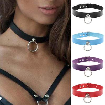 Collana Girocollo con O-ring da Ragazza Morbida Harajuku - Catena in Pelle PU Punk Gotico