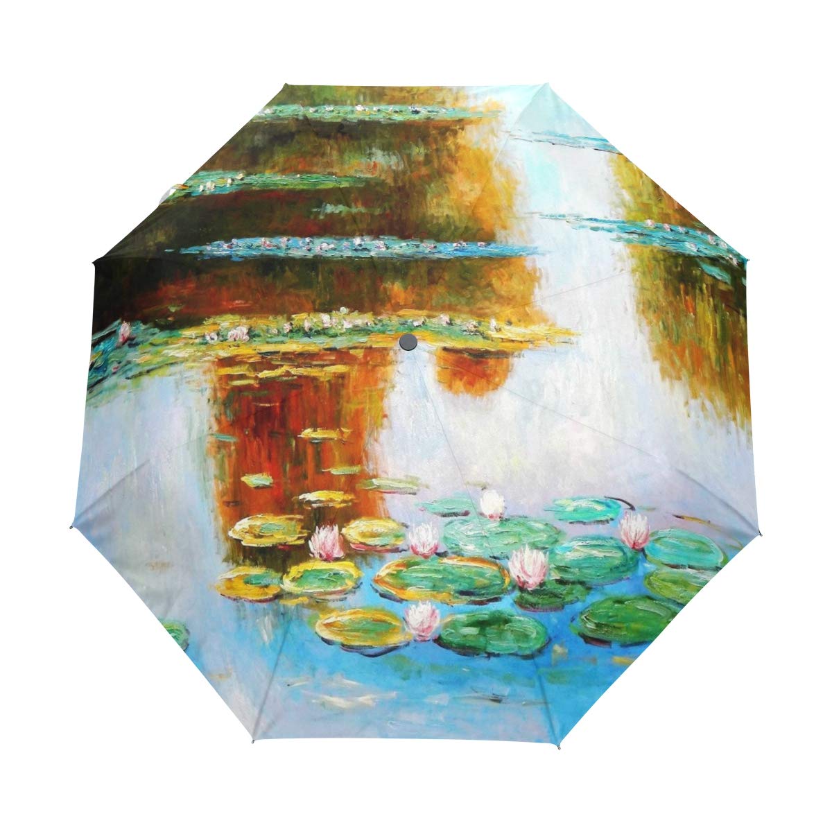 Зонт для путешествий Monet Claude Water Lilies, картина маслом, складной зонт от дождя, ветрозащитный, компактный, легкий для взрослых, подростков, детей