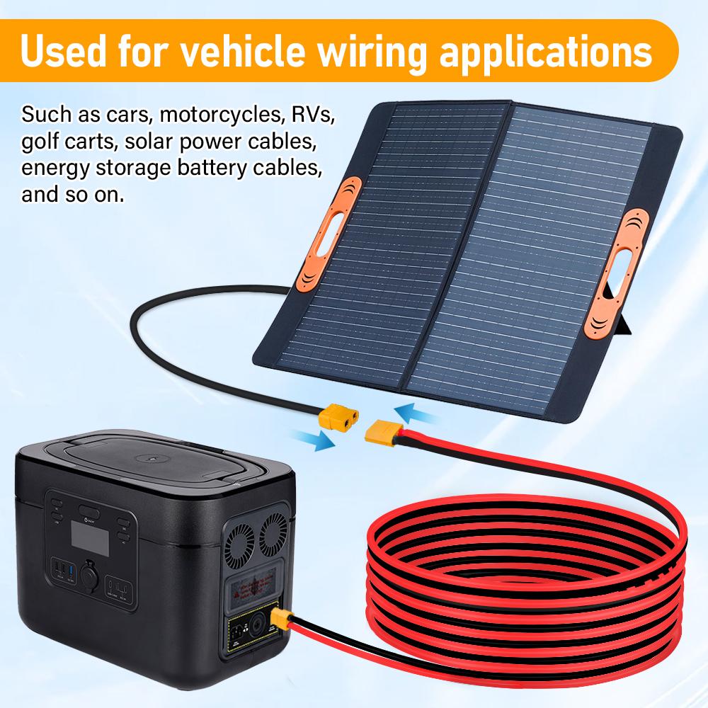 2/3M 12AWG XT60 Male/Female Conversion Plug Connection Cable Silicone Extension Lead Wire Battery Connector for Car Auto Power