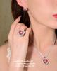 Papalacha Pink Gemstone Love Necklace, Princess On The Run, 18K Gold Plated Gradual Change Powder, Zircon Heart Ring