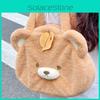 Leaf Cartoon Bear Plush Shoulder Bag Large Capacity Outdoor Leisure Handbag