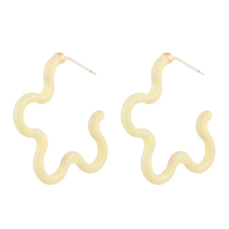 Kenjie Vivid Drip Oil Floral Geometric Hoop Earrings with Silver Needle