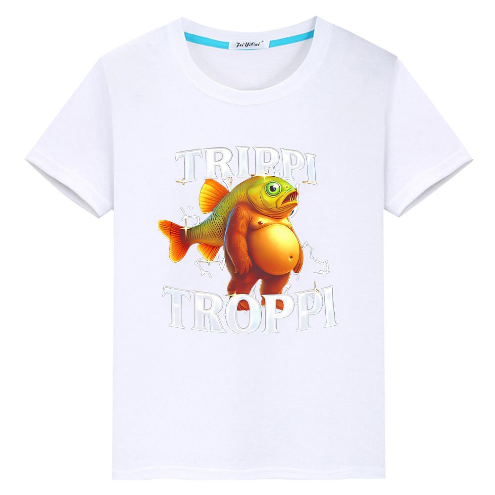 

Итальянская футболка с принтом Brainrot для детей мальчик 10 лет мультяшные топы аниме короткий 100% хлопок футболки y2k one piece детская одежда для девочек 100