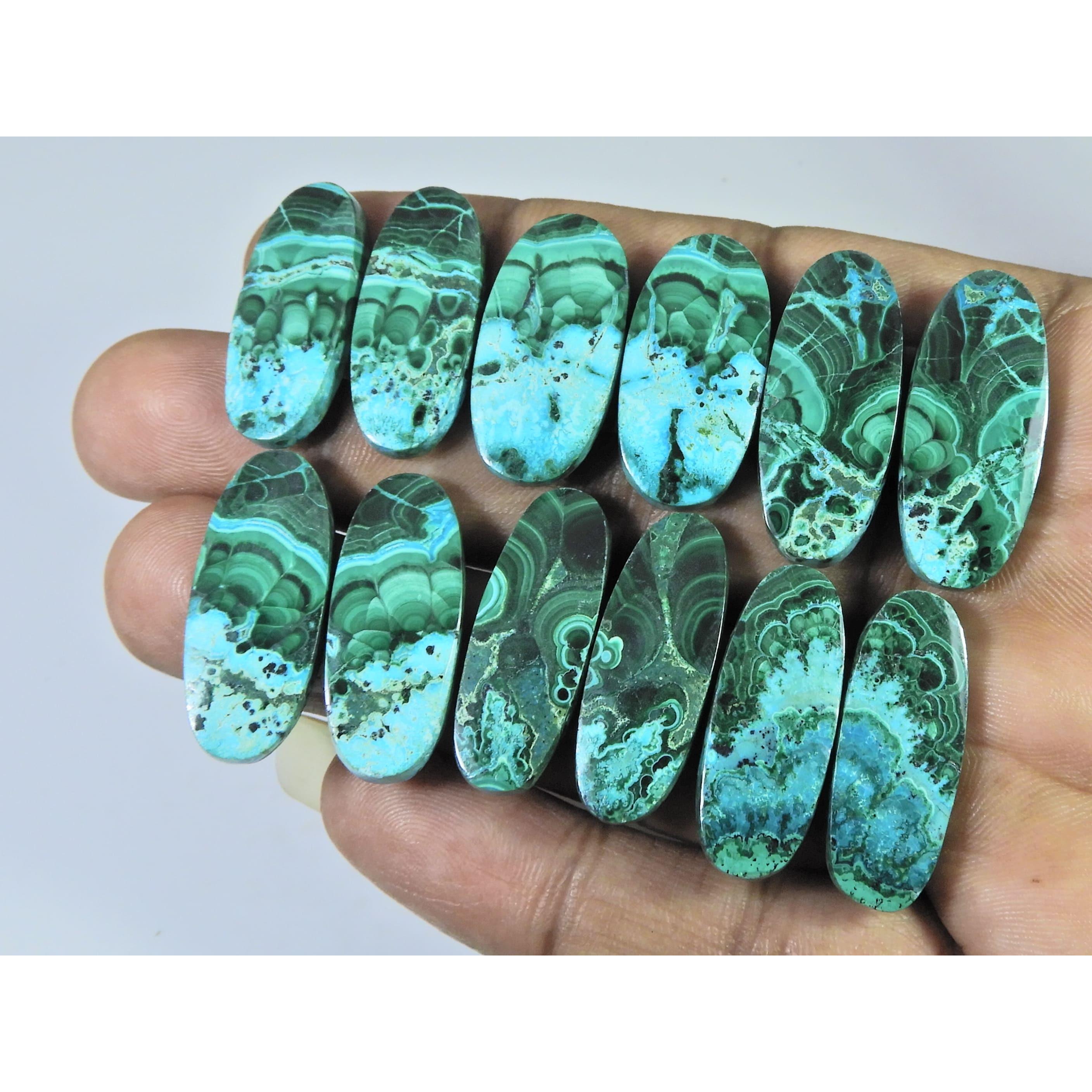 180Cts. Natural Chrysocolla Malachite Oval Cabachon Loose Gemstone 06Pcs Lot C-2806