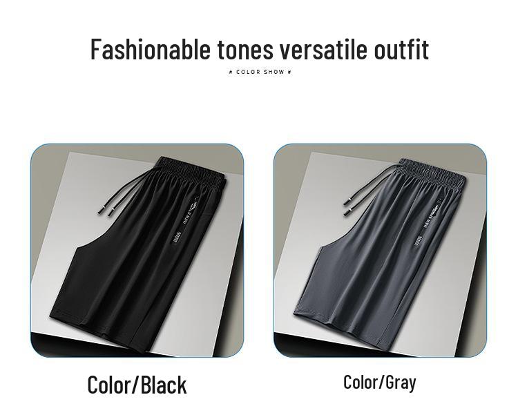 Men's Plus Size Ice Silk Sports Shorts (M-8XL) - Summer Lightweight, Five-Point Casual Fit