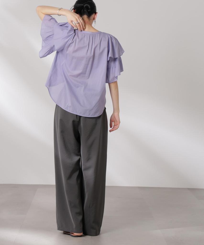 Nano Universe Made In India Cotton Frill Sleeve F Blouse, Women's, 081, L. Purple, 669-5121300