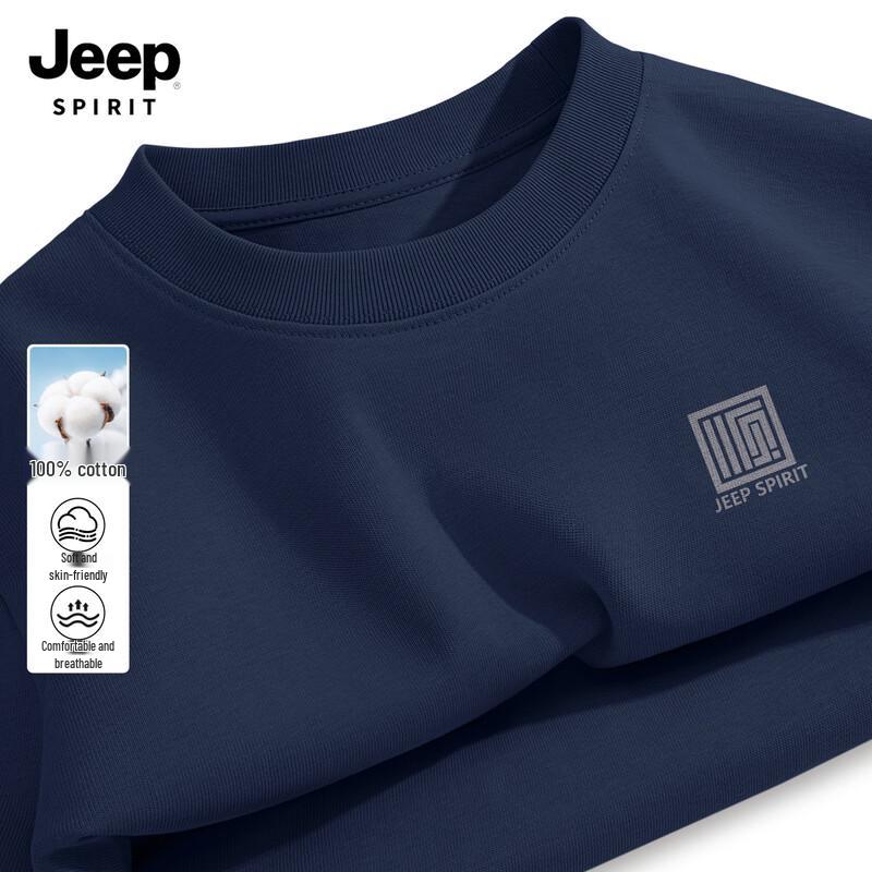 

JEEP SPIRIT Men s 2026 New Round Neck Loose Fit Pure Cotton Long Sleeve T-Shirt L