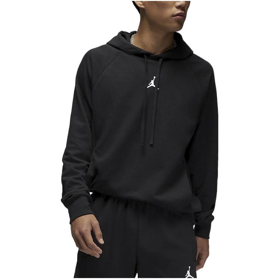 Jordan Solid Color Hoodie With Logo Print Long Sleeve Sweatshirt Men Tops Black DQ7328-010