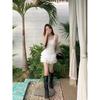 Sweet White A-Line Spaghetti Strap Dress - Summer Ruffle Skirt, Ballet Style, Slimming Waist