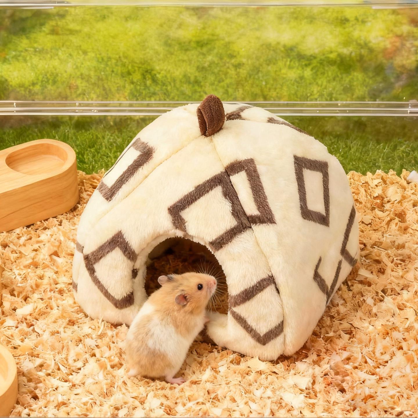 

Универсальная юрта «Четыре сезона»: Уютное закрытое гнездо для маленьких питомцев, крыс, кошек и хомяков. 12*12cm with Hooks