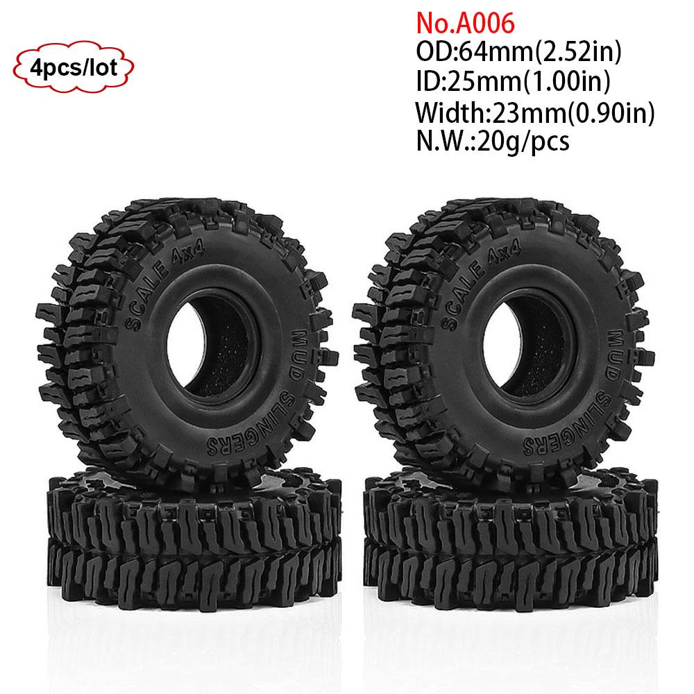 4PCS 1.0inch 57-67mm RC Crawler Tires Wheel Rim for 1/18 RC Rock Crawler Axial SCX24 Bronco AX24 TRX4M Defender FMS FCX18 FCX24