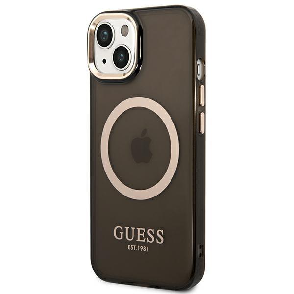 Hülle für iPhone 14 Plus Guess MagSafe Gold Schwarz