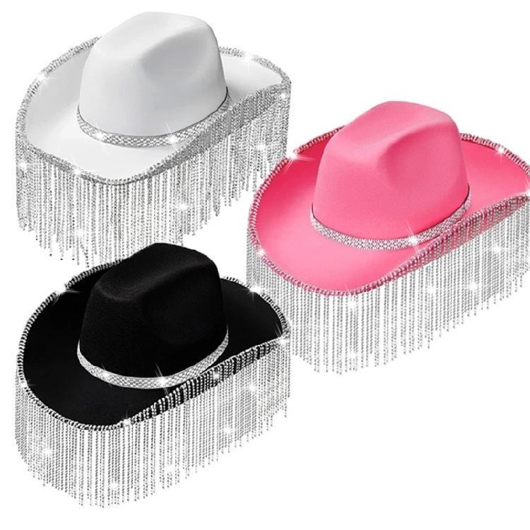 Cowgirl Hat Cowboy Hats Rhinestones Fringe Rave Hat Fit Most Women and Girls