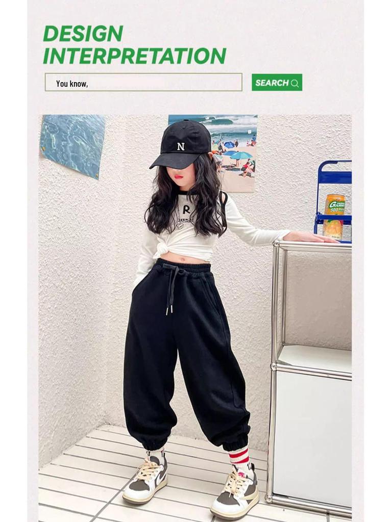 Girls' Cartoon Elastic Ankle Sweatpants - Spring/Autumn 2025 Collection