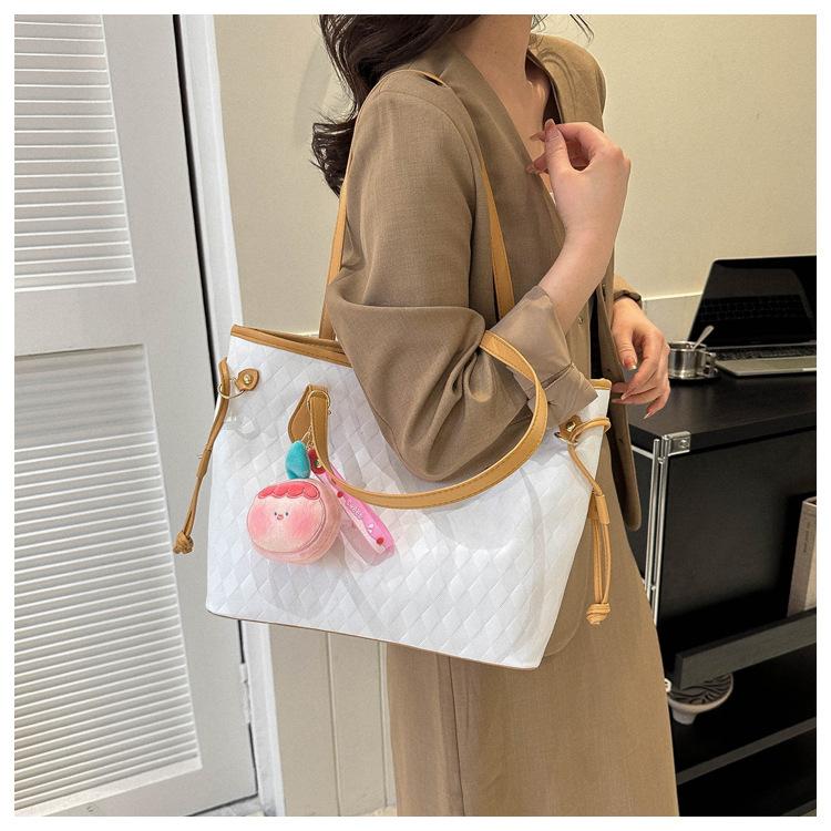 Women's Faux Leather Tote Bag Large Capacity Fashionable Shoulder Crossbody Bag Casual Office Handbag
