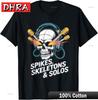 Spikes Skelette Solos Punk Rock Musik T-Shirt Ästhetische Kleidung Oberteile für Jahrestag Geschenk T-Shirt Unisex Niederlande Jugend