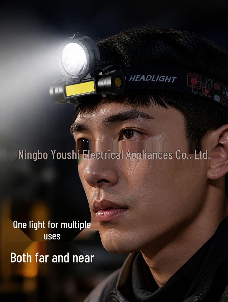 USB Rechargeable Super Bright COB LED Headlamp for Outdoor Camping and Night Fishing