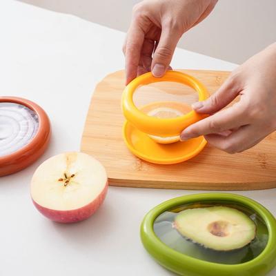 4-teiliges Set Obstkonservierungsboxen aus Silikonfolie, Lebensmittelbox, versiegelter Mini-Kühlschrank zur Aufbewahrung von Gemüse, Avocado, Zitrone