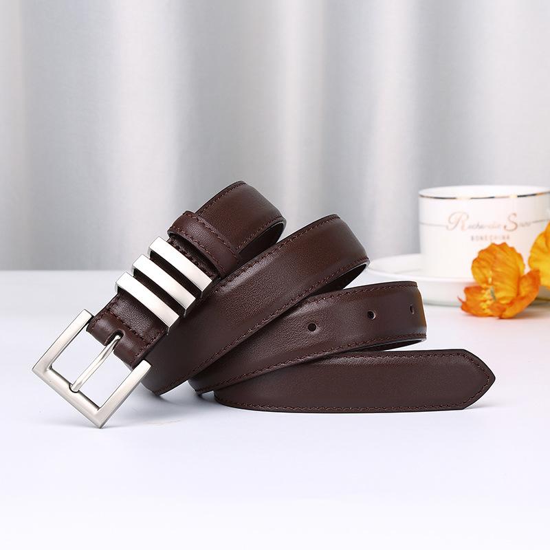 Women'S Leather Belt Women'S Korean Version Of Simple Fashion Trend Versatile Personality Pure Cowhide Pin Buckle Decorative Belt