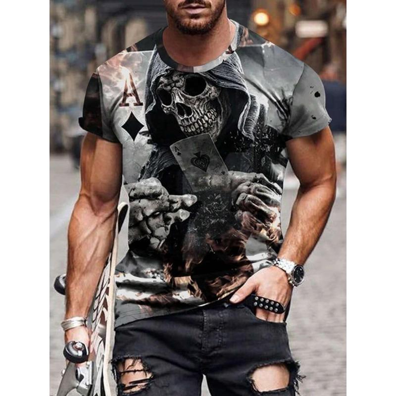 Tricou pentru bărbați Summer Everyday Street Tricou bărbați cu imprimeu cu cranii Top casual cu mâneci scurte Sport în aer liber Moda tricou bărbați