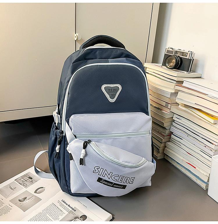 

Contrasting Color Casual Nylon Backpack With Letter Print Design For Students синий