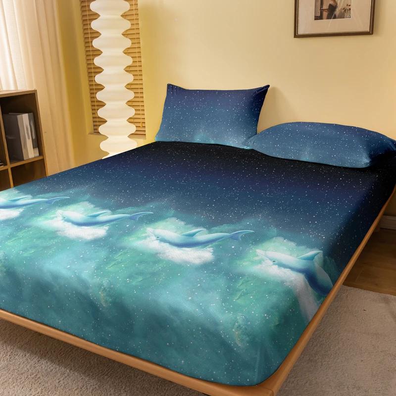 

1 Simple modern printed matte Fitted Sheet bedroom printed bed cover bedding (excluding pillowcases) 90x200x25cm