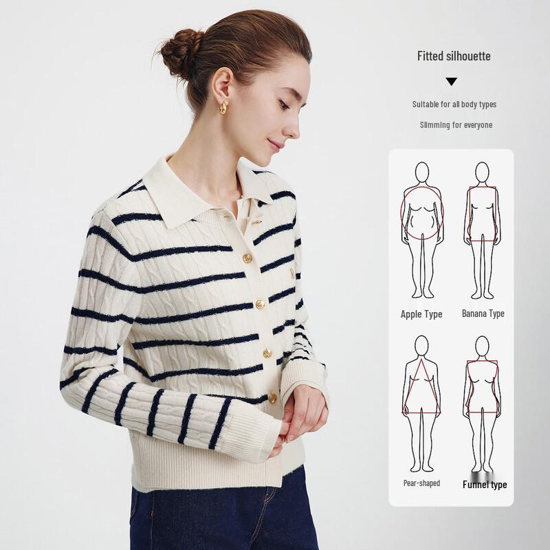 Navigare Women's Faux Two-Piece 100% Wool Cardigan