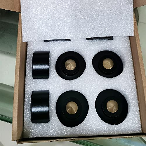 Flushbay Set of 4 Alloy and Brass Speaker Spike Insulators with Adjustable Height for Speakers, Improved Audio Quality (Black)