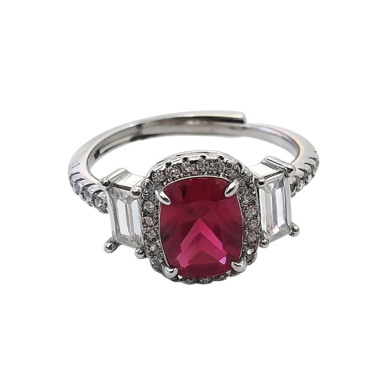 Kuaishou Имитация Натурального Рубина Изумруда Открытое Кольцо Женское Легкая Роскошь Полностью Алмазное Модное Цветное Сокровище Женское Кольцо Adjustable opening