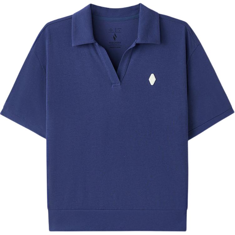 Skechers Sports Knitted Short Sleeve Polo Shirt Women tops L226W064-04QJ M